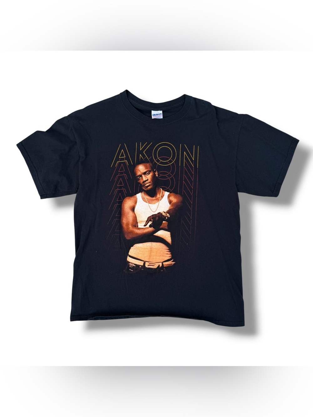 Vintage Y2K Akon T-Shirt Black Size Large Gildan Hip Hop R&B